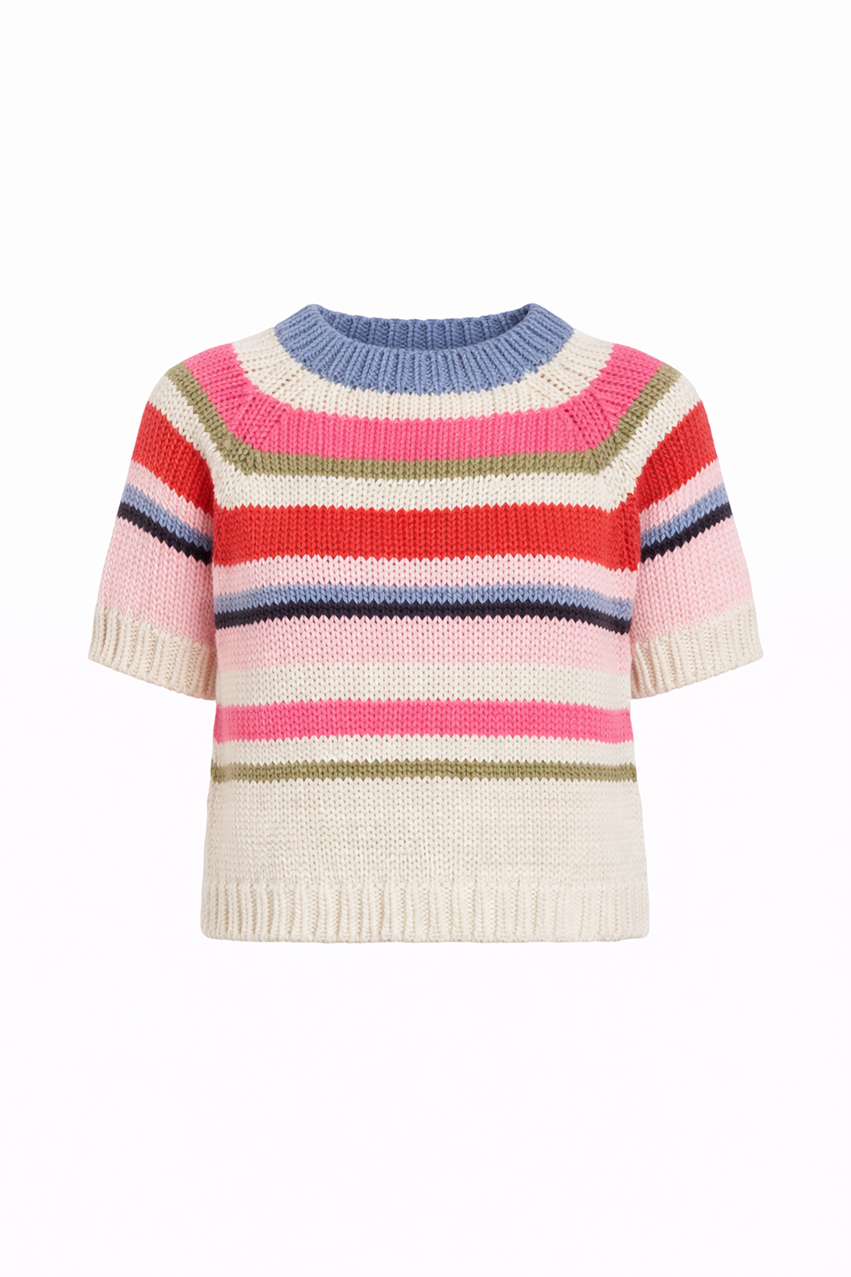 Colorful striped sweater on a white background