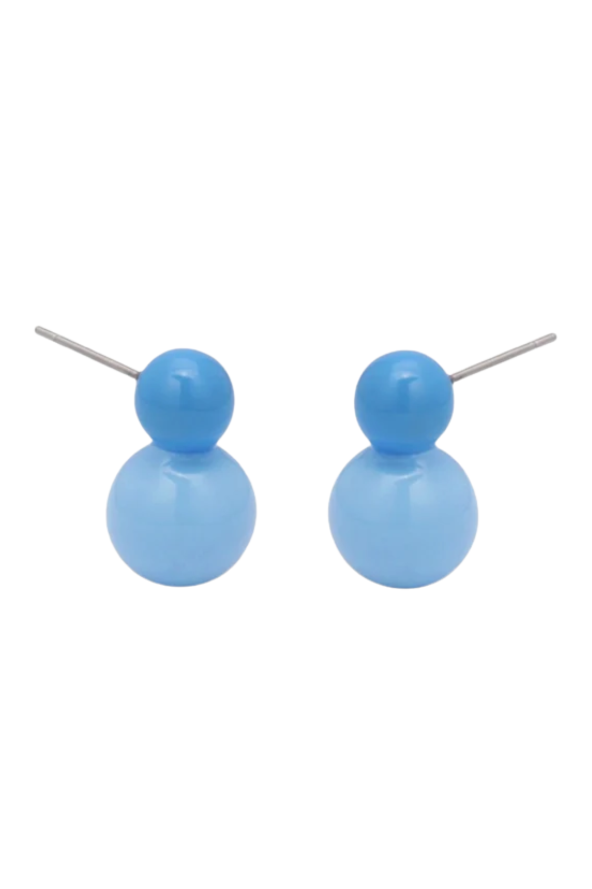 Light blue double-bubble stud earrings with silver-tone posts, shown against a plain white background.