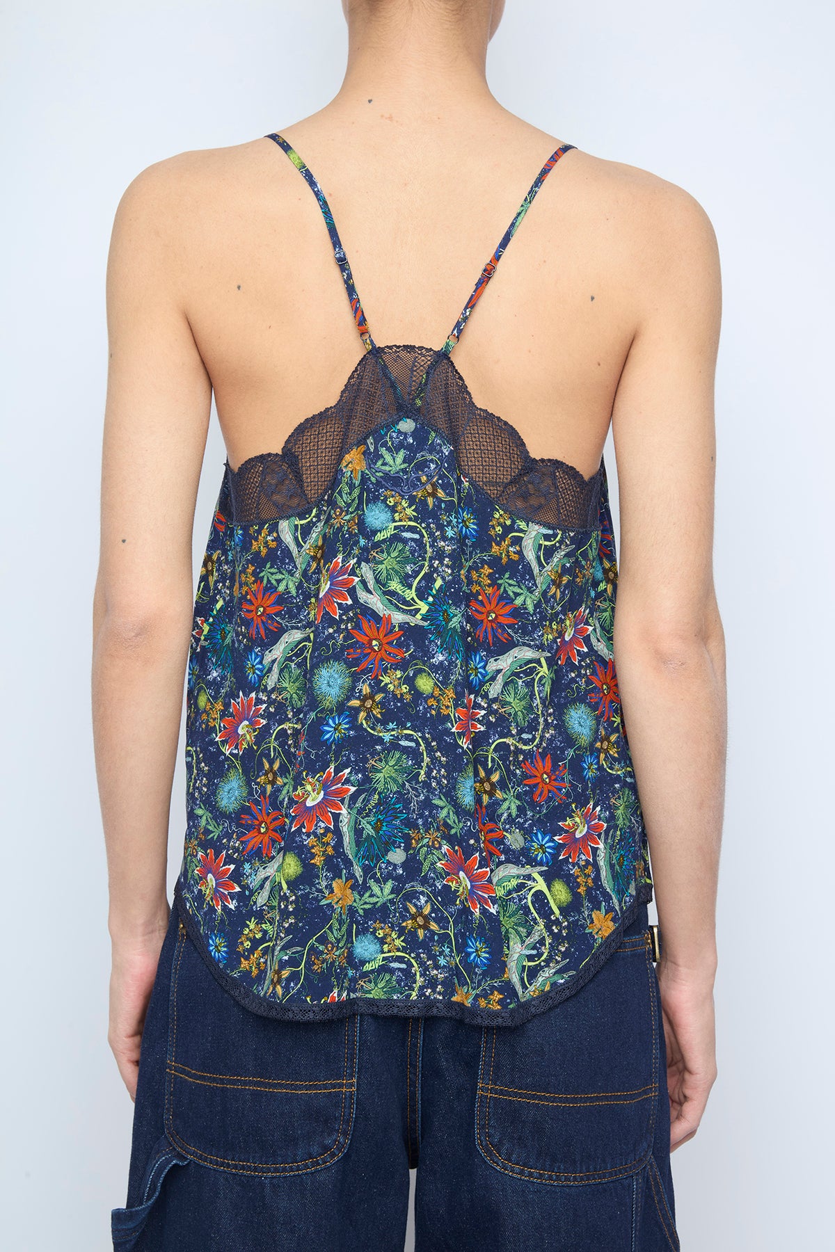 Floral printed top with soft drape and delicate color palette