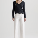 High-rise cropped wide-leg pants in a light neutral tone
