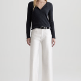 High-rise cropped wide-leg pants in a light neutral tone