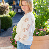 Solid Square Neck Top  with Crochet Lace Sleeve