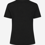 A black short-sleeve crewneck t-shirt shown from the back, displayed on a clean white background.