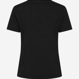 A black short-sleeve crewneck t-shirt shown from the back, displayed on a clean white background.
