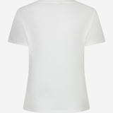 A plain white short-sleeve crewneck t-shirt shown from the back, displayed on a clean white background.