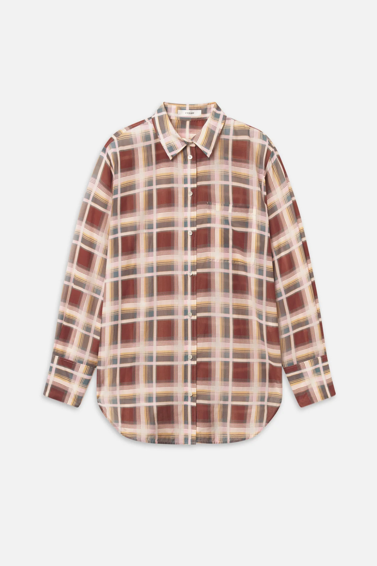 Plaid shirt with a collar on a white background