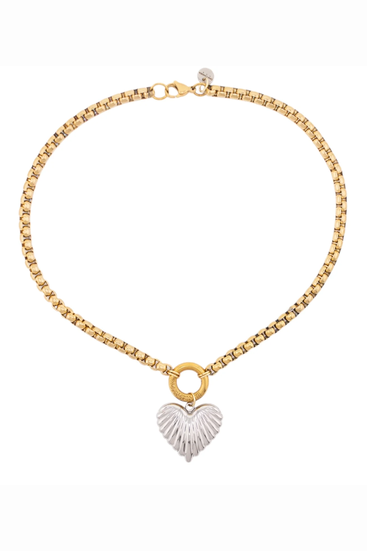 two tone necklace on white background 
