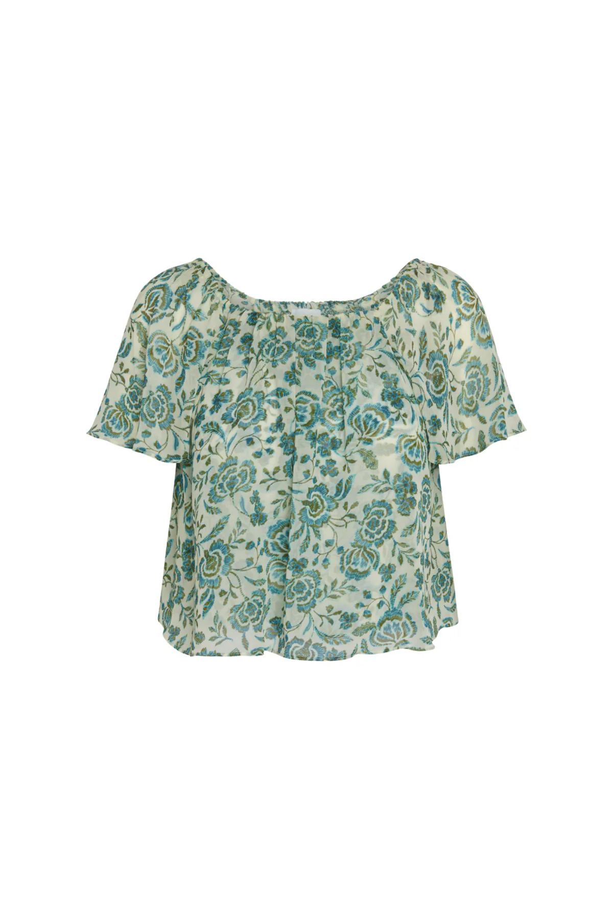 Floral patterned blouse on a white background