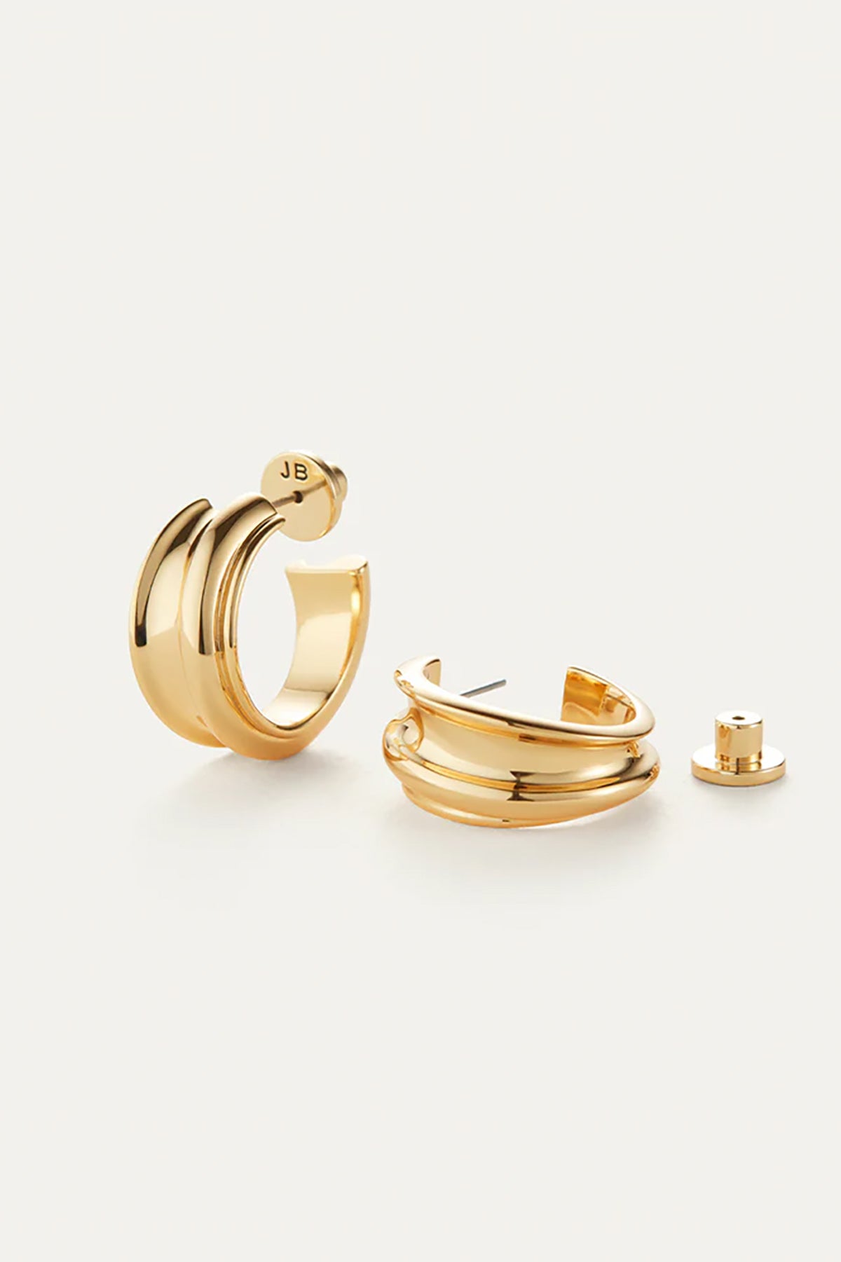 Gold hoop earrings with a smooth, polished finish.