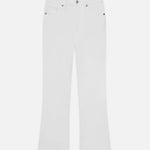 High-rise white cropped pants with a straight-leg silhouette