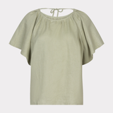 Green blouse with short sleeves on a white background