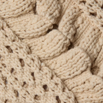 Close-up of a beige knitted fabric with a textured pattern