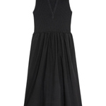 Black sleeveless dress on a white background