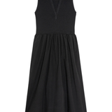 Black sleeveless dress on a white background
