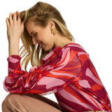 Printed blouse with fluid drape and long sleeves