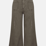 Cropped culotte-style jeans with embellished front seam