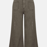 Cropped culotte-style jeans with embellished front seam