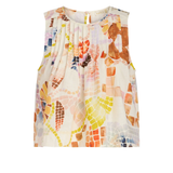 printed sleeveless top on white background 