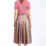 Pleated midi skirt with a soft, flowing silhouette and multicolor tones