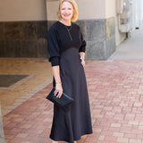 Black 3/4 Sleeve Sweater Top Dress