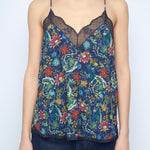 Floral printed top with soft drape and delicate color palette