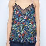 Floral printed top with soft drape and delicate color palette