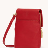 Red leather Hammitt VIP Mobile crossbody bag with brushed gold hardware