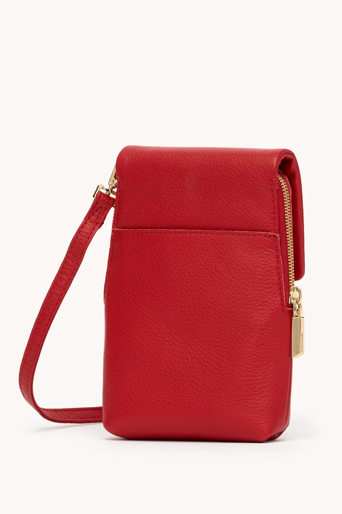 Red leather Hammitt VIP Mobile crossbody bag with brushed gold hardware