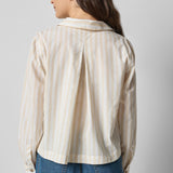 Striped Split Neck Collared Shirt