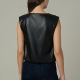 The Maeve Vegan Leather Sleeveless Top