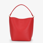 Red handbag on a white background