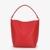 Red handbag on a white background