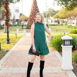 Green Sleeveless Textured Dress