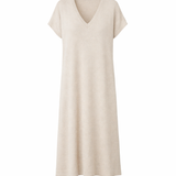 Beige sleeveless dress on a white background