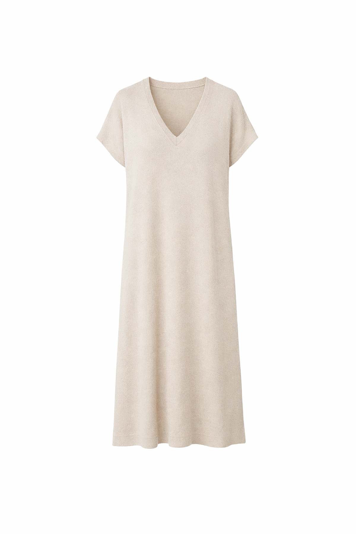 Beige sleeveless dress on a white background