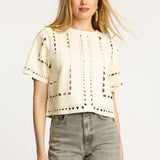 Anisa Top in Antique White Vegan Leather