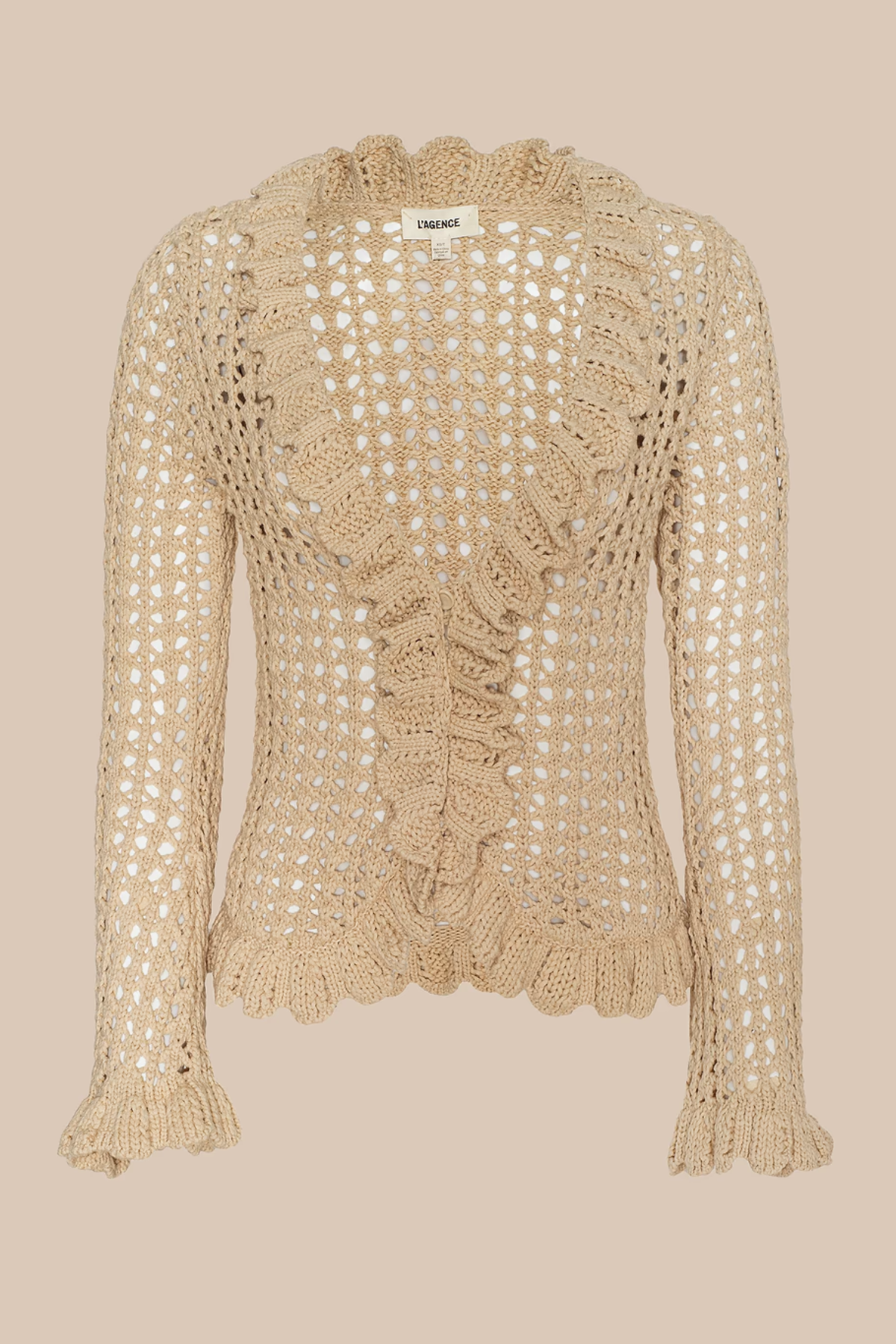 Beige crochet top on a beige background