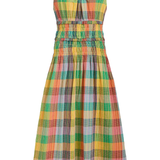 Colorful plaid dress on a white background