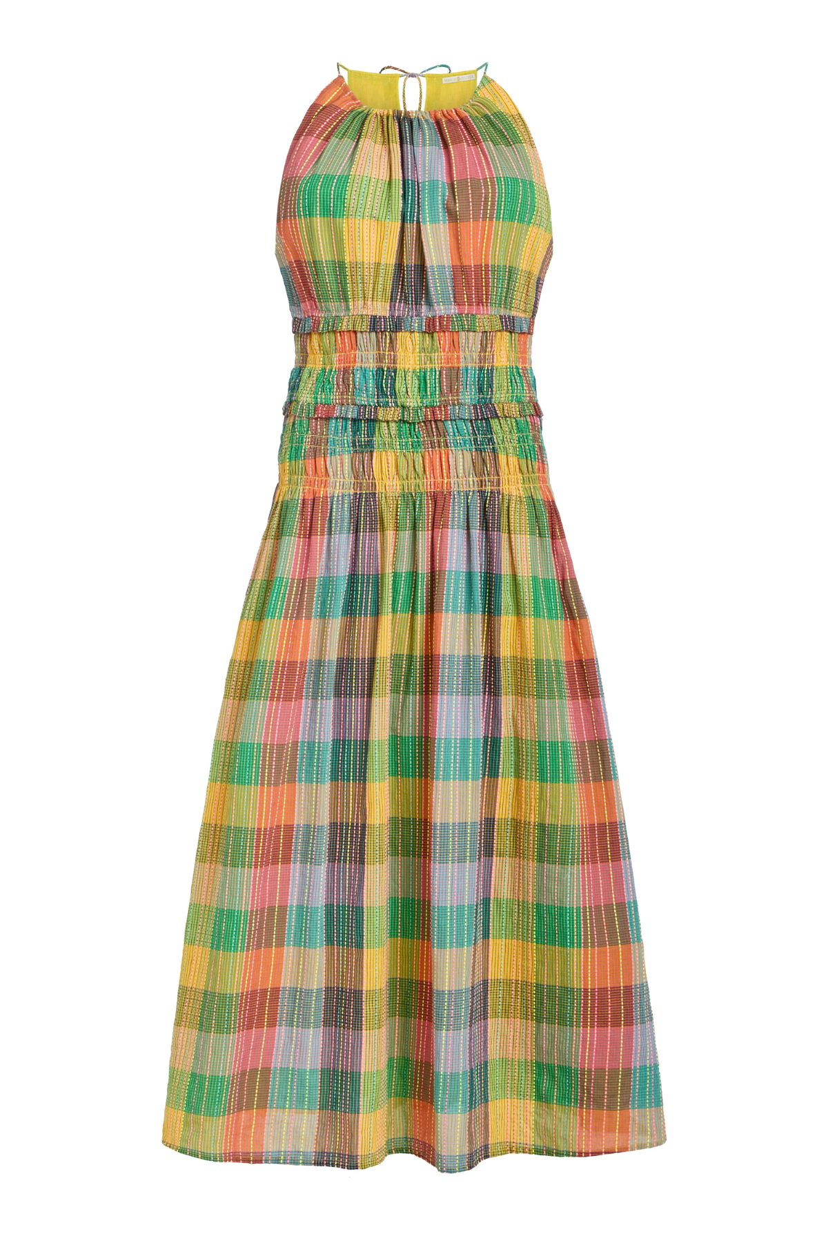 Colorful plaid dress on a white background