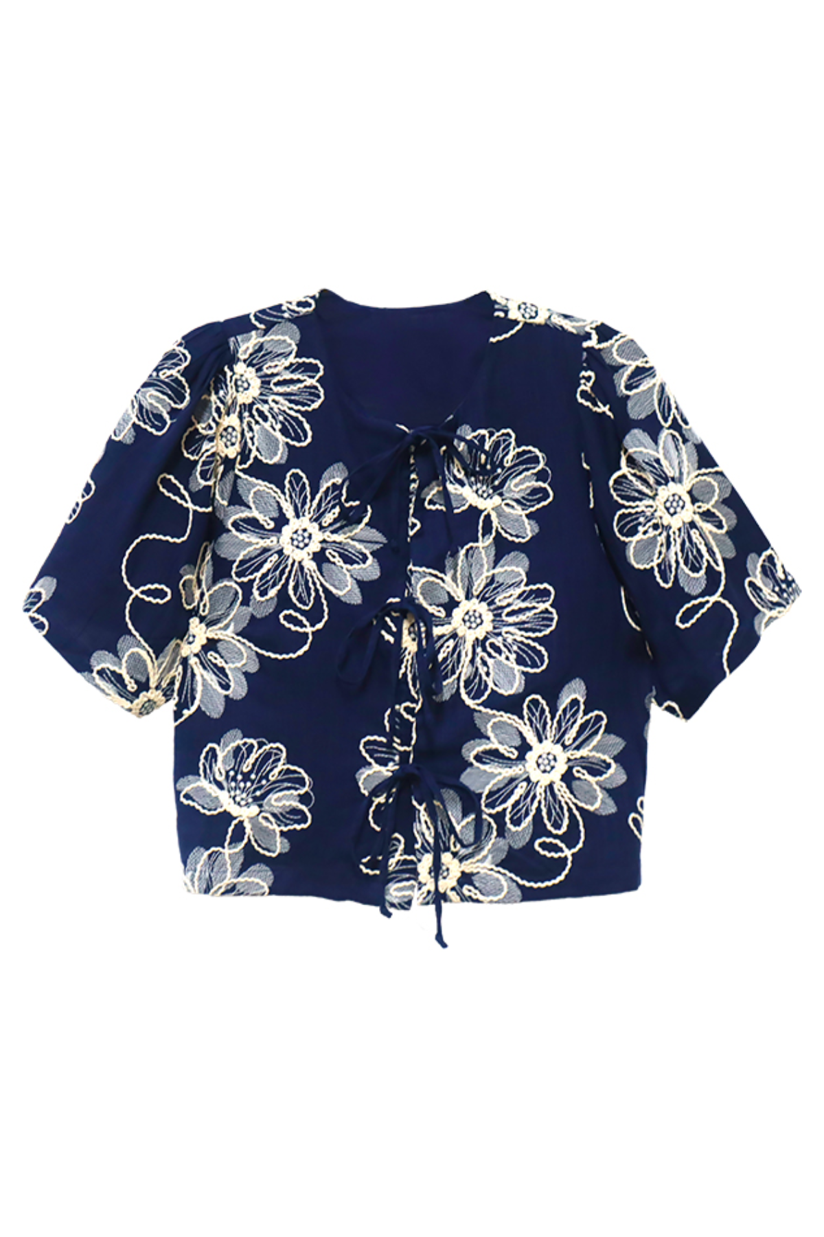 lace detail top on white background 