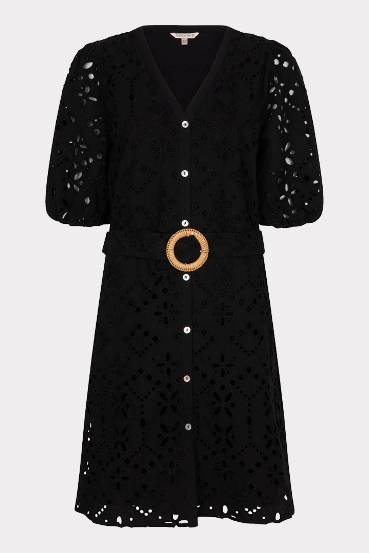black lace mini dress on white background 