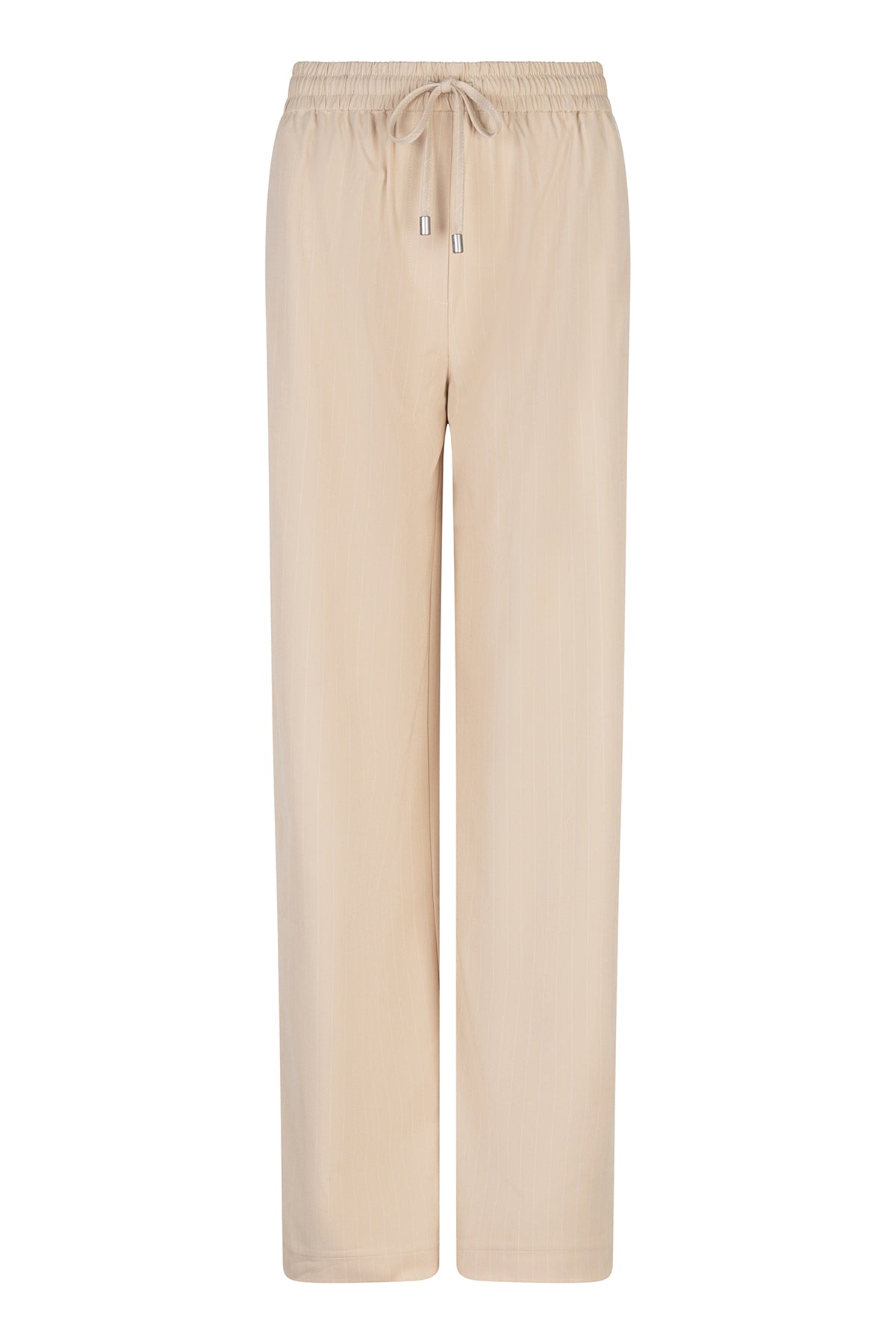 Beige pants with a drawstring on a white background