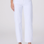Person wearing white pants on a plain background