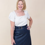 Striped Knit Puff Sleeve Top