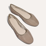 taupe mesh flats on white background
