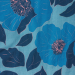close up of blue floral fabric 