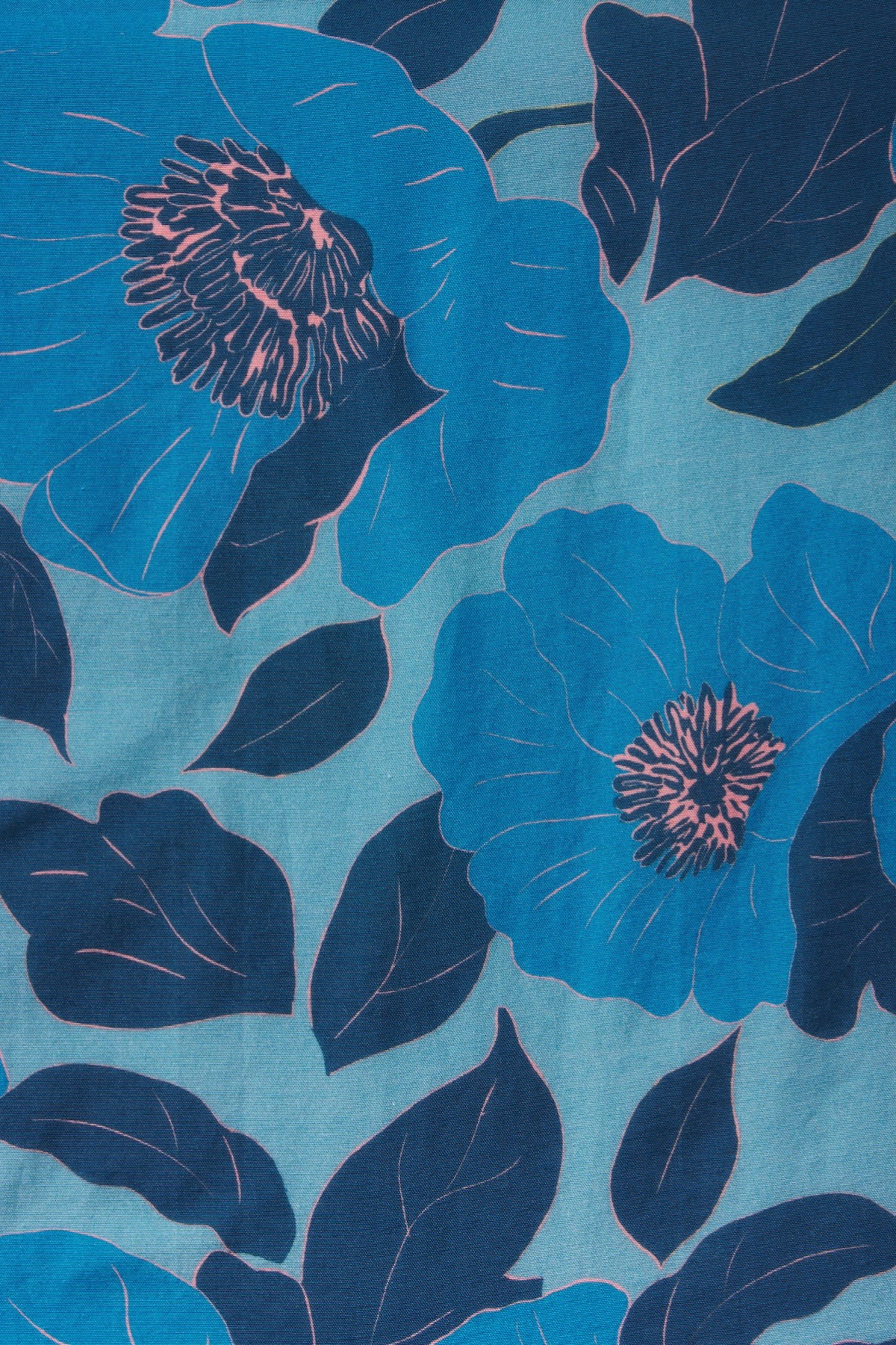 close up of blue floral fabric 