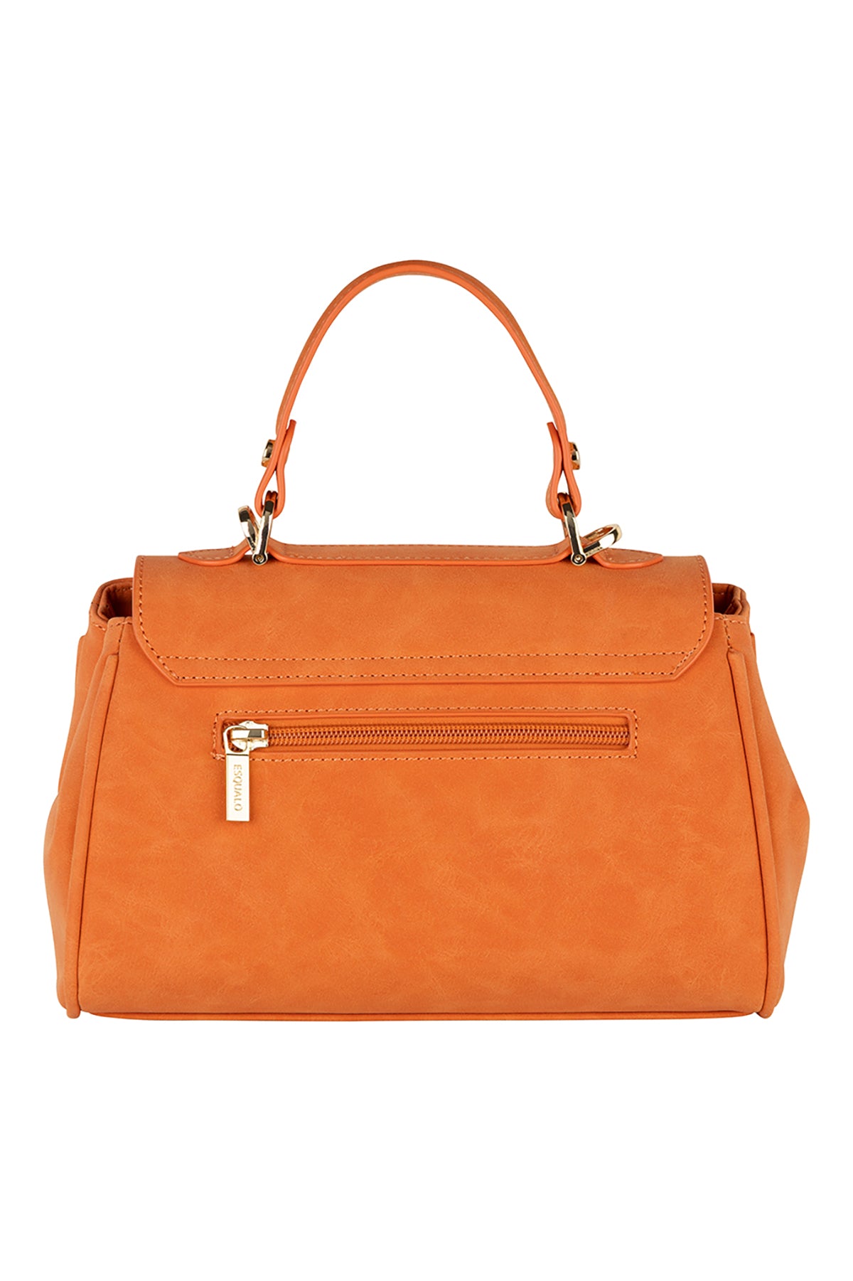 Orange handbag with a visible brand logo on a white background