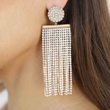 All the Movement Crystal Fringe 18k Gold Plated Earrings