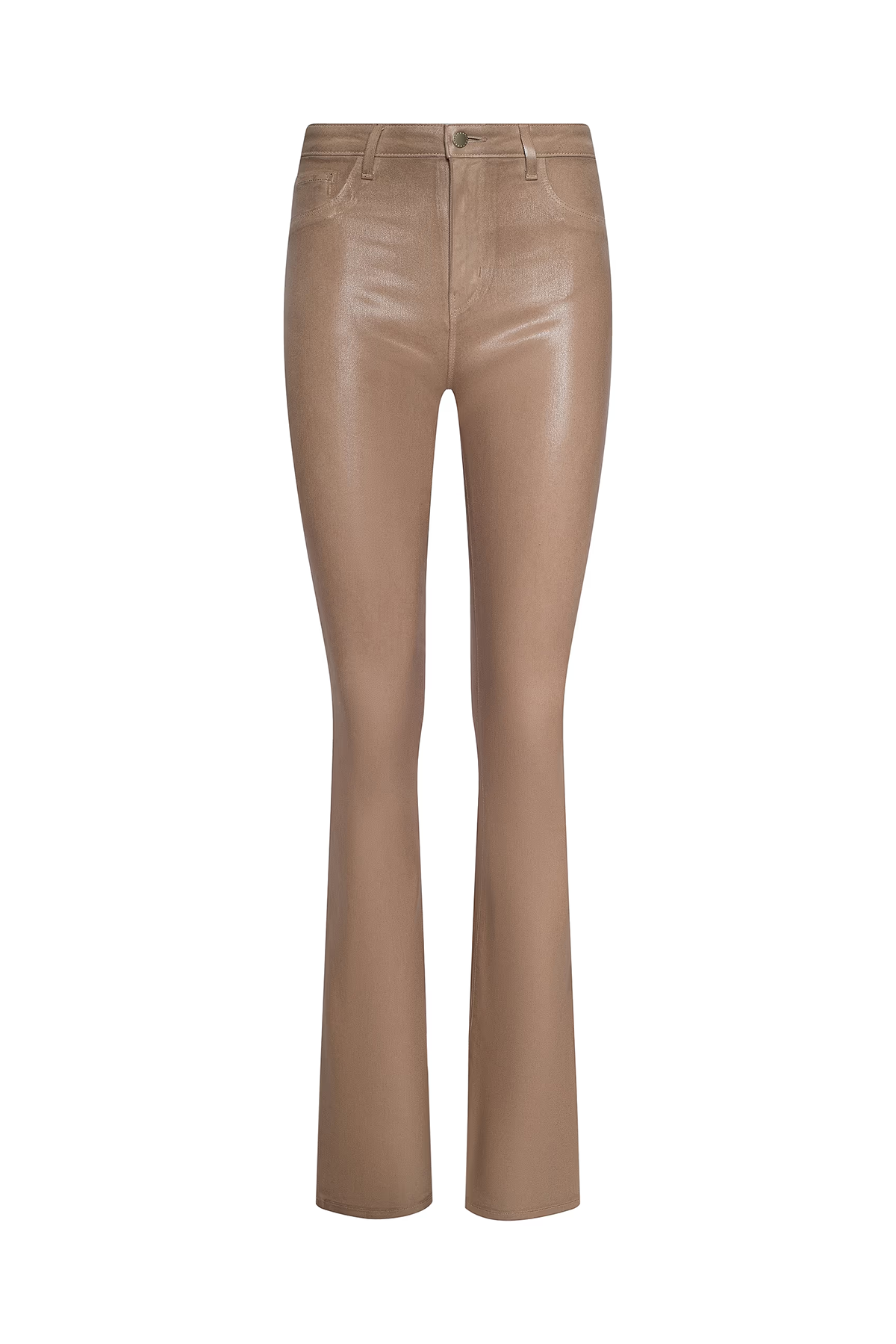Beige leather pants on a white background